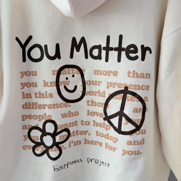 Happiness Project "You Matter" Cream Graphic Hoodie XL - Picture 5 of 9